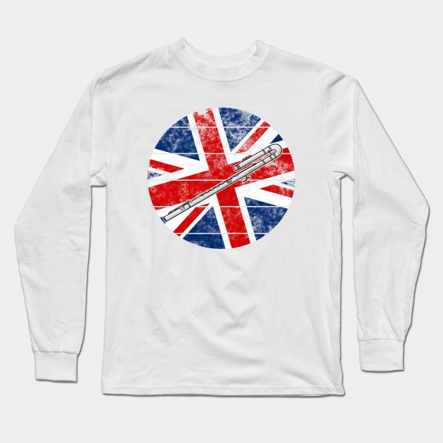 Bass Flute UK Flag Britain Flautist British Musician Long Sleeve T-Shirt by doodlerob